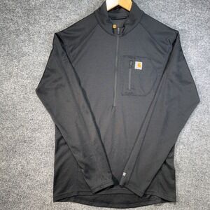 Carhartt Force Base Layer Quarter Zip Pullover Mens Medium Black Midway Tech